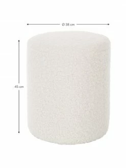 Westwing Collection Pouf blanc peluche blanc crème Daisy, Ø 38 x haut. 45 cm -furniture Soldes Pouf blanc peluche blanc creme Daisy 3