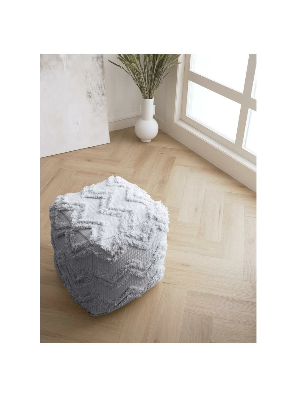 Westwing Collection Pouf bohème gris tufté main Akesha, larg. 50 x haut. 50 cm 2 Westwing Collection Pouf bohème gris tufté main Akesha, larg. 50 x haut. 50 cm – Image 2
