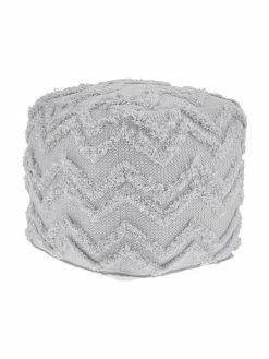 Westwing Collection Pouf bohème gris tufté main Akesha, larg. 50 x haut. 50 cm