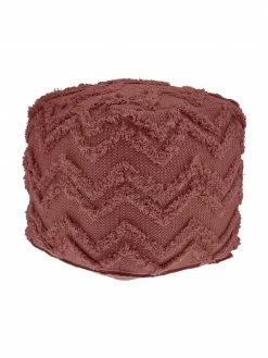 Westwing Collection Pouf bohème rouge rouille tufté main Akesha, larg. 50 x haut. 50 cm