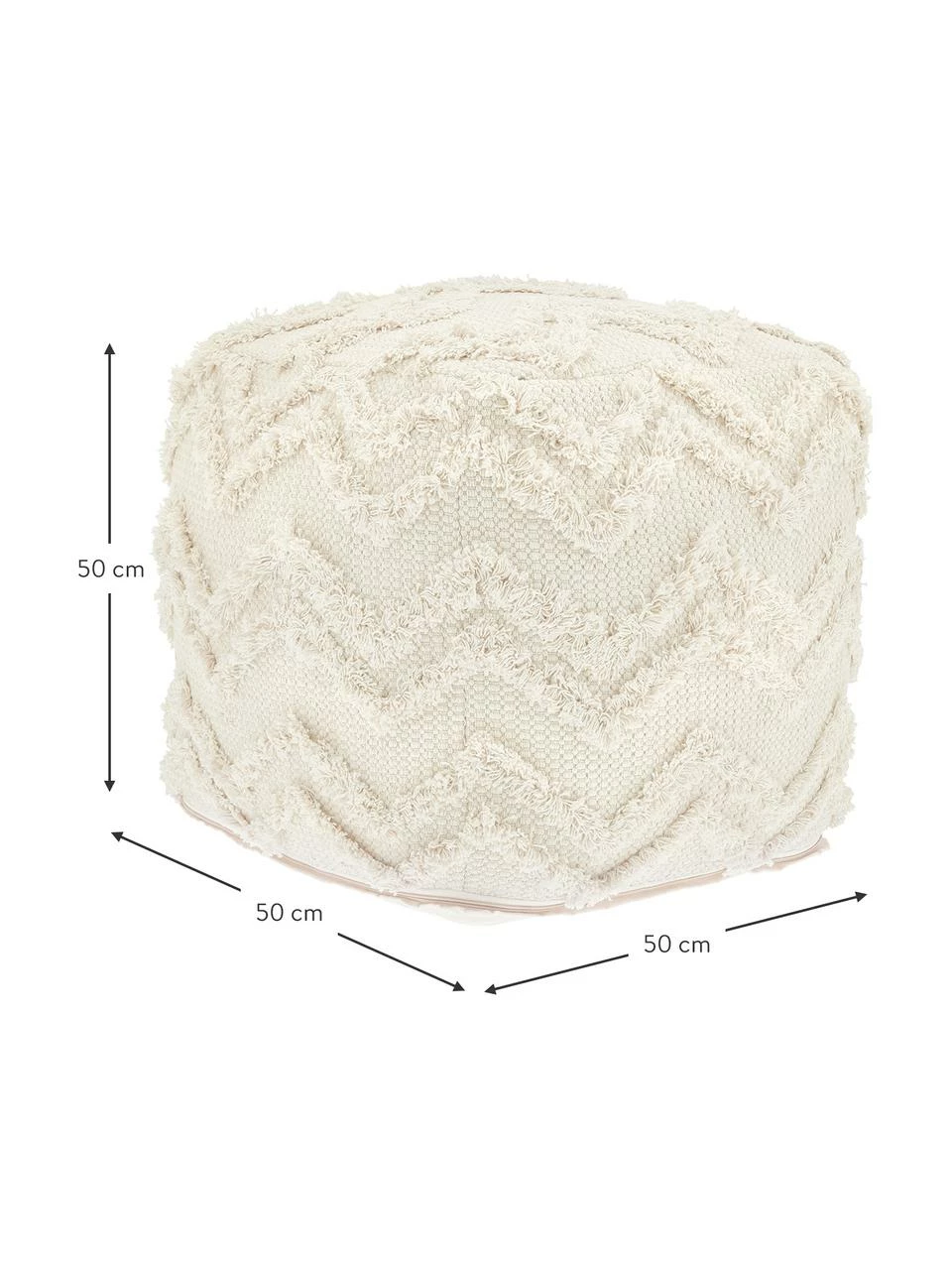 Westwing Collection Pouf bohème tufté main blanc crème Akesha, larg. 50 x haut. 50 cm 4 Westwing Collection Pouf bohème tufté main blanc crème Akesha, larg. 50 x haut. 50 cm – Image 4