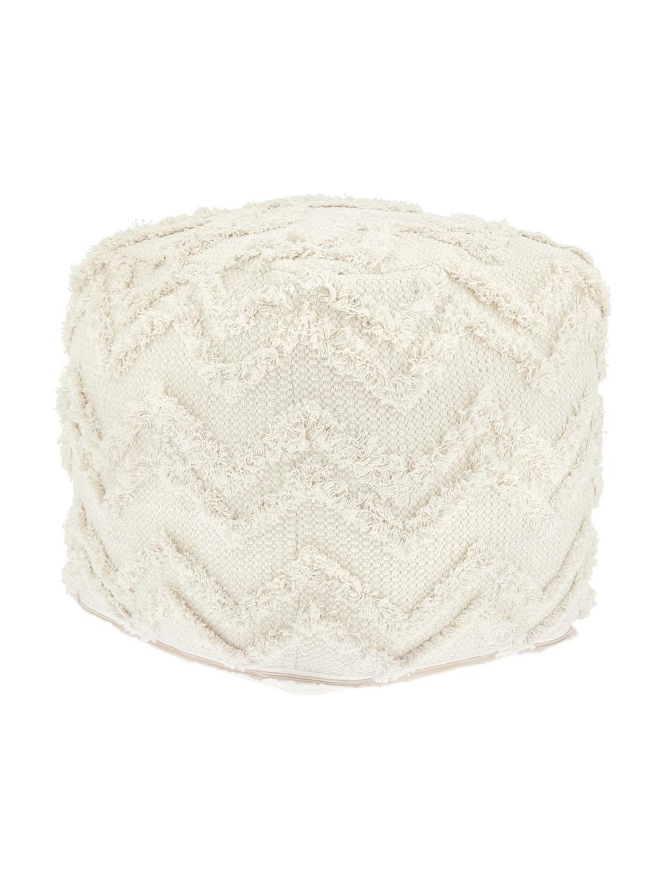 Westwing Collection Pouf bohème tufté main blanc crème Akesha, larg. 50 x haut. 50 cm 1 Westwing Collection Pouf bohème tufté main blanc crème Akesha, larg. 50 x haut. 50 cm