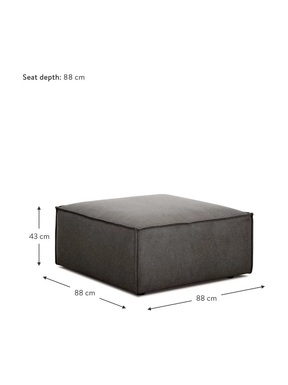 Westwing Collection Pouf canapé anthracite Lennon, larg. 88 x haut. 43 cm 3 Westwing Collection Pouf canapé anthracite Lennon, larg. 88 x haut. 43 cm – Image 3
