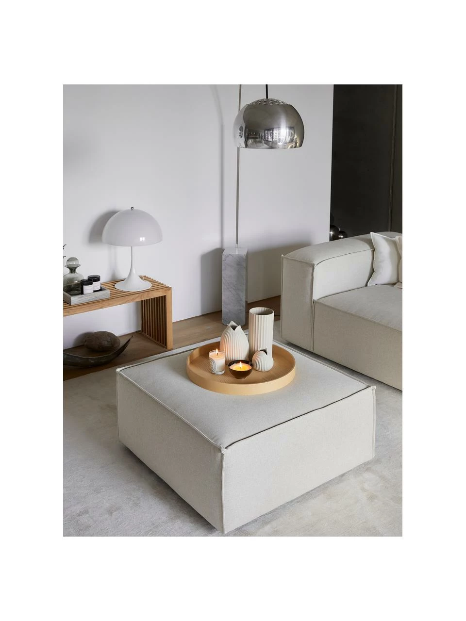 Westwing Collection Pouf canapé beige Lennon, larg. 88 x haut. 43 cm 2 Westwing Collection Pouf canapé beige Lennon, larg. 88 x haut. 43 cm – Image 2