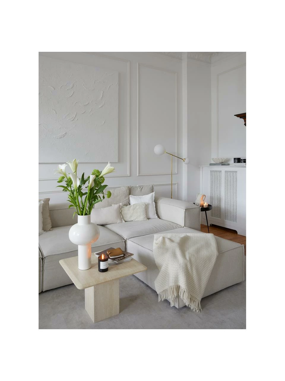 Westwing Collection Pouf canapé beige Lennon, larg. 88 x haut. 43 cm 3 Westwing Collection Pouf canapé beige Lennon, larg. 88 x haut. 43 cm – Image 3