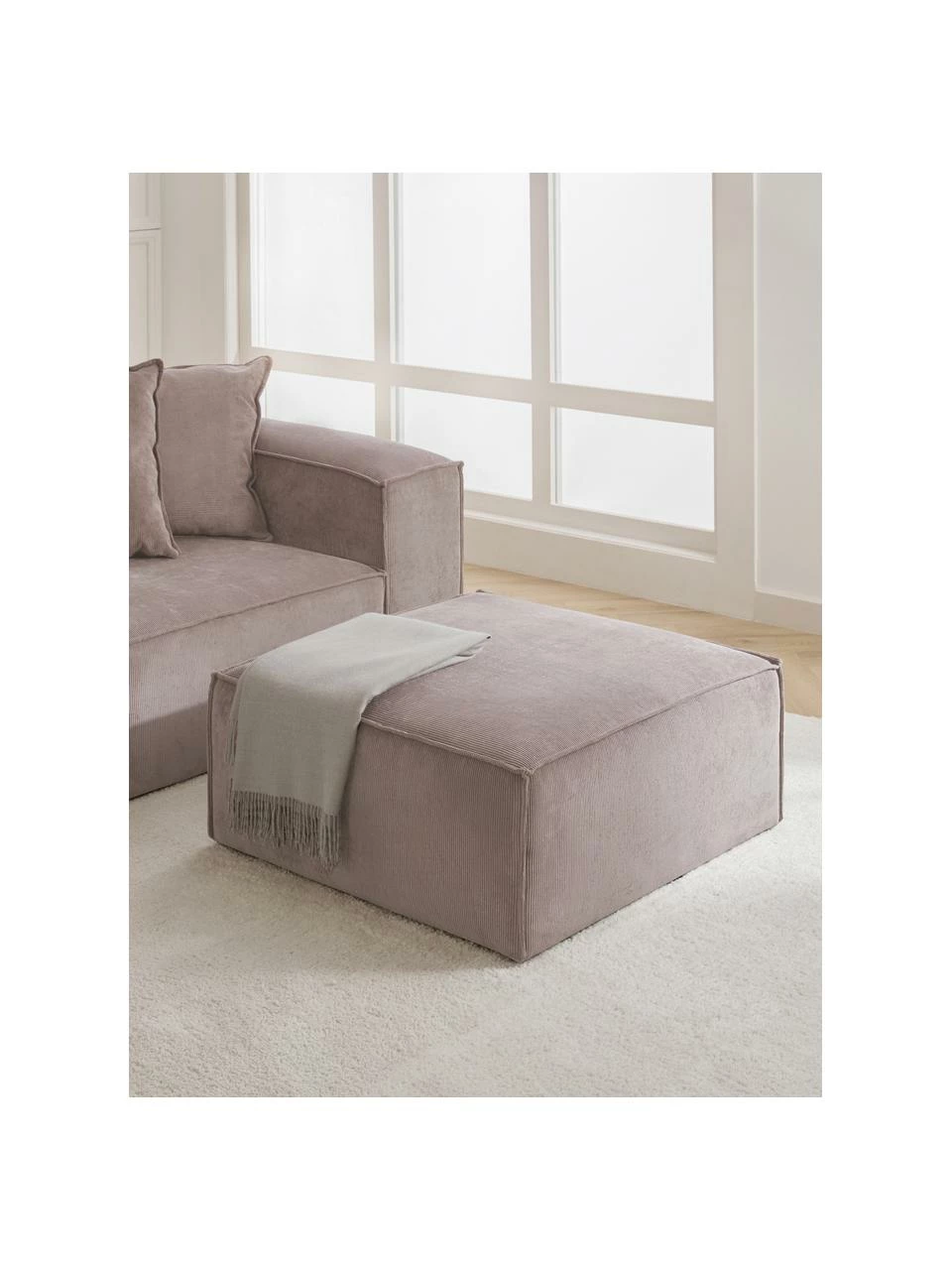 Westwing Collection Pouf canapé en velours côtelé brun Lennon, larg. 88 x haut. 43 cm 2 Westwing Collection Pouf canapé en velours côtelé brun Lennon, larg. 88 x haut. 43 cm – Image 2