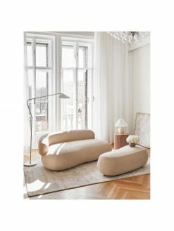 Westwing Collection Pouf canapé haricot couleur sable Alba, larg. 130 x prof. 62 cm -furniture Soldes Pouf canape haricot couleur sable Alba 2