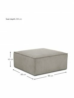 Westwing Collection Pouf canapé velours côtelé gris Lennon, larg. 88 x haut. 43 cm -furniture Soldes Pouf canape velours cotele gris Lennon 2