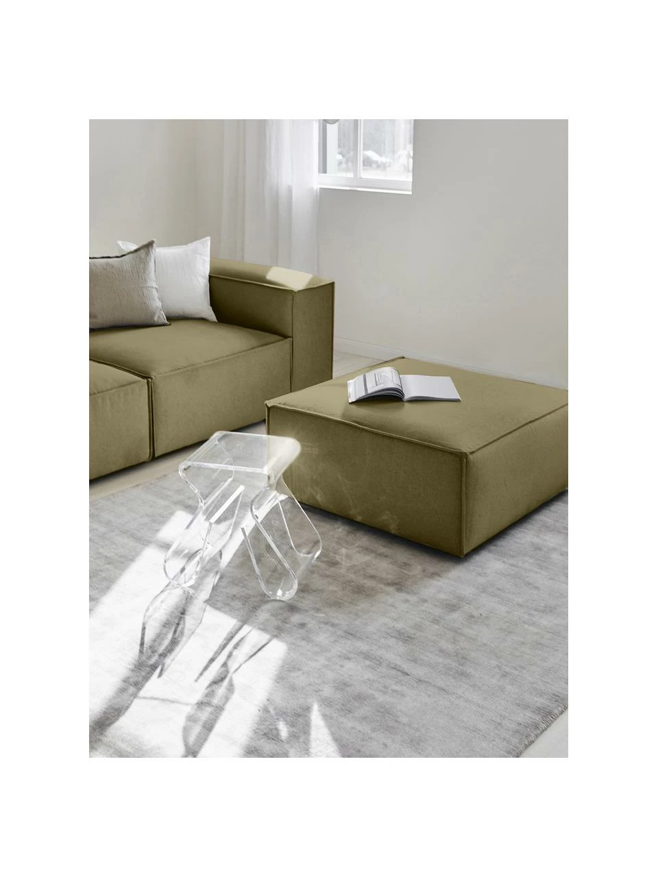 Westwing Collection Pouf canapé vert Lennon, larg. 88 x haut. 43 cm 2 Westwing Collection Pouf canapé vert Lennon, larg. 88 x haut. 43 cm – Image 2