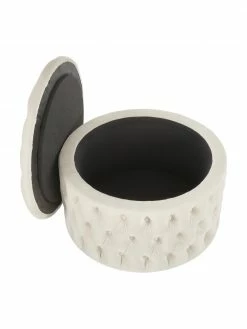 Westwing Collection Pouf coffre XL en velours blanc créme Chiara, Ø 70 x haut. 42 cm -furniture Soldes Pouf coffre XL en velours blanc creme Chiara 3