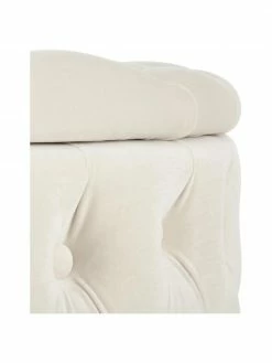 Westwing Collection Pouf coffre XL en velours blanc créme Chiara, Ø 70 x haut. 42 cm -furniture Soldes Pouf coffre XL en velours blanc creme Chiara 4