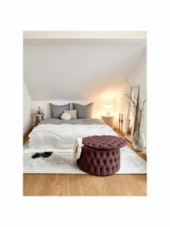 Westwing Collection Pouf coffre XL en velours brun rouillé Chiara, Ø 70 x haut. 42 cm -furniture Soldes Pouf coffre XL en velours brun rouille Chiara 1