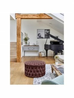 Westwing Collection Pouf coffre XL en velours brun rouillé Chiara, Ø 70 x haut. 42 cm -furniture Soldes Pouf coffre XL en velours brun rouille Chiara 2