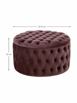 Westwing Collection Pouf coffre XL en velours brun rouillé Chiara, Ø 70 x haut. 42 cm -furniture Soldes Pouf coffre XL en velours brun rouille Chiara 3