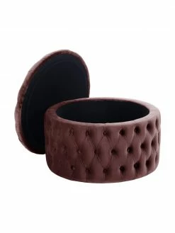 Westwing Collection Pouf coffre XL en velours brun rouillé Chiara, Ø 70 x haut. 42 cm -furniture Soldes Pouf coffre XL en velours brun rouille Chiara 4
