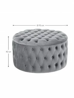 Westwing Collection Pouf coffre XL velours gris Chiara, Ø 70 x haut. 42 cm 9 Westwing Collection Pouf coffre XL velours gris Chiara, Ø 70 x haut. 42 cm -furniture Soldes Pouf coffre XL velours gris Chiara 3