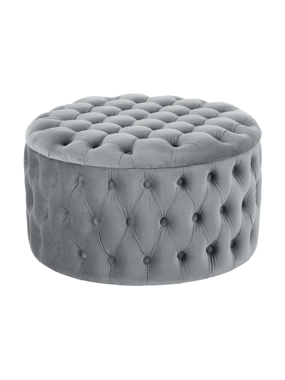 Westwing Collection Pouf coffre XL velours gris Chiara, Ø 70 x haut. 42 cm 1 Westwing Collection Pouf coffre XL velours gris Chiara, Ø 70 x haut. 42 cm