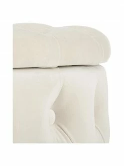 Westwing Collection Pouf coffre en velours blanc crème Chiara, Ø 50 x haut. 42 cm -furniture Soldes Pouf coffre en velours blanc creme Chiara 5