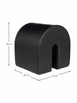 Pouf cuir noir Curved, larg. 36 x long. 42 cm -furniture Soldes Pouf cuir noir Curved 2