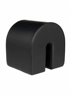 Pouf cuir noir Curved, larg. 36 x long. 42 cm