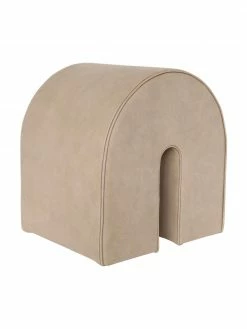Pouf cuir nubuck brun clair Curved, larg. 36 x long. 42 cm