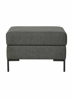 Westwing Collection Pouf de canapé anthracite avec coffre Luna, larg. 80 x haut. 45 cm -furniture Soldes Pouf de canape anthracite avec coffre Luna 2