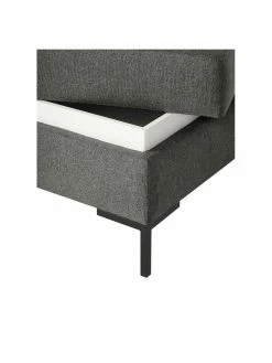 Westwing Collection Pouf de canapé anthracite avec coffre Luna, larg. 80 x haut. 45 cm -furniture Soldes Pouf de canape anthracite avec coffre Luna 4
