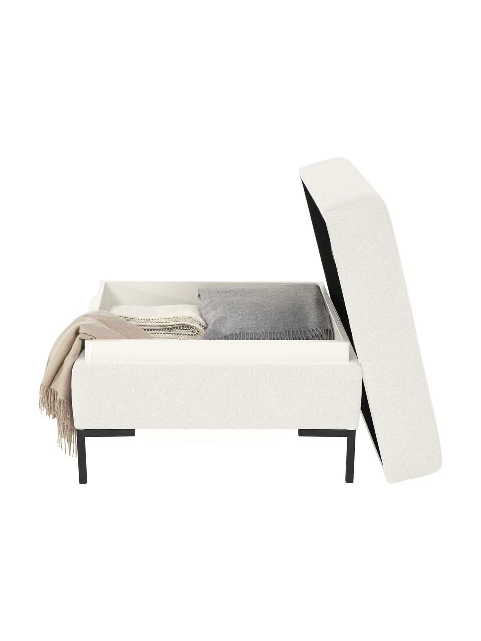 Westwing Collection Pouf de canapé beige avec coffre Luna, larg. 80 x haut. 45 cm 4 Westwing Collection Pouf de canapé beige avec coffre Luna, larg. 80 x haut. 45 cm – Image 4