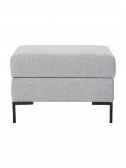 Westwing Collection Pouf de canapé gris clair avec coffre Luna, larg. 80 x haut. 45 cm -furniture Soldes Pouf de canape gris clair avec coffre Luna 2