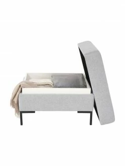 Westwing Collection Pouf de canapé gris clair avec coffre Luna, larg. 80 x haut. 45 cm -furniture Soldes Pouf de canape gris clair avec coffre Luna 3