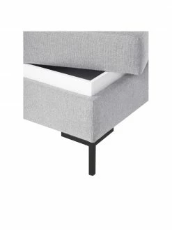 Westwing Collection Pouf de canapé gris clair avec coffre Luna, larg. 80 x haut. 45 cm -furniture Soldes Pouf de canape gris clair avec coffre Luna 4