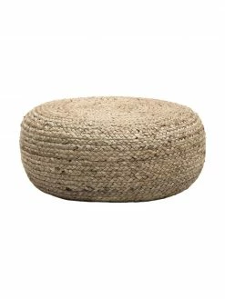 Westwing Collection Pouf en jute fait à la main Bono, Ø 58 cm, haut. 21 cm