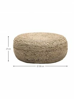 Westwing Collection Pouf en jute fait à la main Bono, Ø 58 cm, haut. 21 cm -furniture Soldes Pouf en jute fait a la main Bono 14