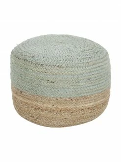 Westwing Collection Pouf en jute fait à la main Bono, Ø 50 x haut. 36 cm