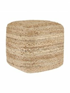 Westwing Collection Pouf en jute fait à la main Bono, larg. 45 x haut. 45 cm