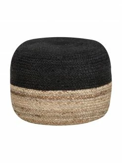 Westwing Collection Pouf en jute fait à la main Bono, Ø 50 x haut. 36 cm