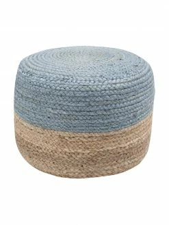 Westwing Collection Pouf en jute fait à la main Bono, Ø 50 x haut. 36 cm