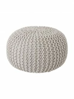 Westwing Collection Pouf en tricot main Dori, Ø 55 x haut. 35 cm