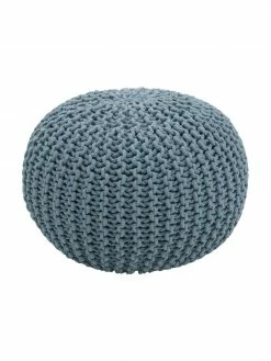 Westwing Collection Pouf en tricot main Dori, Ø 55 x haut. 35 cm