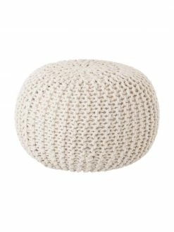Westwing Collection Pouf en tricot main Dori, Ø 55 x haut. 35 cm