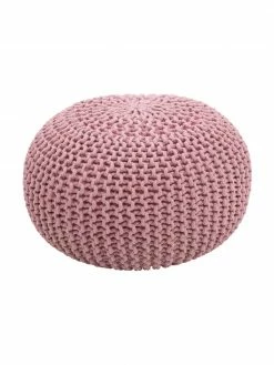 Westwing Collection Pouf en tricot main Dori, Ø 55 x haut. 35 cm