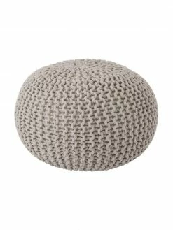 Westwing Collection Pouf en tricot main Dori, Ø 55 x haut. 35 cm