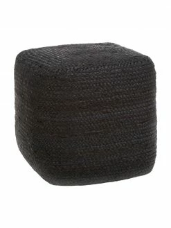 Westwing Collection Pouf jute fait à la main boho Bono, larg. 45 x haut. 45 cm