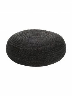 Westwing Collection Pouf jute fait à la main boho Bono, Ø 58 cm, haut. 21 cm