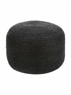 Westwing Collection Pouf jute fait à la main boho Bono, Ø 50 x haut. 36 cm