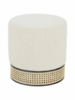 Westwing Collection Pouf rond avec cannage Mara, Ø 37 x haut. 39 cm