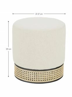 Westwing Collection Pouf rond avec cannage Mara, Ø 37 x haut. 39 cm -furniture Soldes Pouf rond avec cannage Mara 3