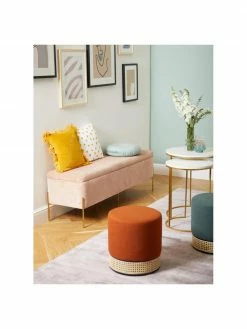 Westwing Collection Pouf rond en cannage Mara, Ø 37 x haut. 39 cm -furniture Soldes Pouf rond en cannage Mara 5