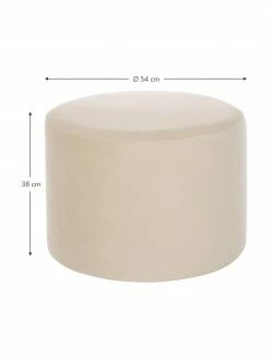Westwing Collection Pouf rond en velours beige Daisy, Ø 54 x haut. 38 cm -furniture Soldes Pouf rond en velours beige Daisy 2