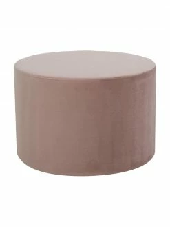 Westwing Collection Pouf rond en velours rose Daisy, Ø 54 x haut. 38 cm